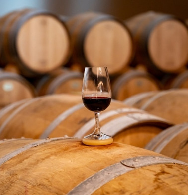 rioja wine in  oak barrels